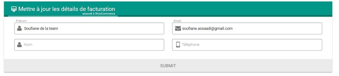 Mise à jour de la méta utilisateur